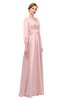 ColsBM Andie Veiled Rose Bridesmaid Dresses Ruching Modest Zipper Floor Length A-line V-neck