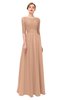 ColsBM Lola Almost Apricot Bridesmaid Dresses Zip up Boat A-line Half Length Sleeve Modest Lace