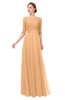 ColsBM Lola Apricot Bridesmaid Dresses Zip up Boat A-line Half Length Sleeve Modest Lace