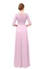 ColsBM Lola Baby Pink Bridesmaid Dresses Zip up Boat A-line Half Length Sleeve Modest Lace