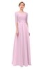 ColsBM Lola Baby Pink Bridesmaid Dresses Zip up Boat A-line Half Length Sleeve Modest Lace