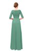 ColsBM Lola Beryl Green Bridesmaid Dresses Zip up Boat A-line Half Length Sleeve Modest Lace