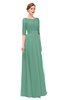 ColsBM Lola Beryl Green Bridesmaid Dresses Zip up Boat A-line Half Length Sleeve Modest Lace