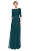 ColsBM Lola Blue Green Bridesmaid Dresses Zip up Boat A-line Half Length Sleeve Modest Lace