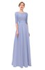 ColsBM Lola Blue Heron Bridesmaid Dresses Zip up Boat A-line Half Length Sleeve Modest Lace