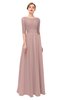ColsBM Lola Blush Pink Bridesmaid Dresses Zip up Boat A-line Half Length Sleeve Modest Lace