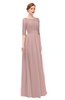 ColsBM Lola Blush Pink Bridesmaid Dresses Zip up Boat A-line Half Length Sleeve Modest Lace
