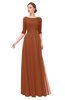 ColsBM Lola Bombay Brown Bridesmaid Dresses Zip up Boat A-line Half Length Sleeve Modest Lace