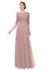 ColsBM Lola Bridal Rose Bridesmaid Dresses Zip up Boat A-line Half Length Sleeve Modest Lace
