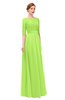 ColsBM Lola Bright Green Bridesmaid Dresses Zip up Boat A-line Half Length Sleeve Modest Lace