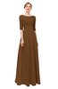 ColsBM Lola Brown Bridesmaid Dresses Zip up Boat A-line Half Length Sleeve Modest Lace