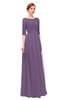 ColsBM Lola Chinese Violet Bridesmaid Dresses Zip up Boat A-line Half Length Sleeve Modest Lace