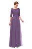 ColsBM Lola Chinese Violet Bridesmaid Dresses Zip up Boat A-line Half Length Sleeve Modest Lace