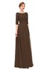 ColsBM Lola Chocolate Brown Bridesmaid Dresses Zip up Boat A-line Half Length Sleeve Modest Lace