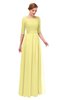 ColsBM Lola Daffodil Bridesmaid Dresses Zip up Boat A-line Half Length Sleeve Modest Lace