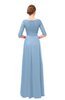 ColsBM Lola Dusty Blue Bridesmaid Dresses Zip up Boat A-line Half Length Sleeve Modest Lace
