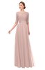 ColsBM Lola Dusty Rose Bridesmaid Dresses Zip up Boat A-line Half Length Sleeve Modest Lace