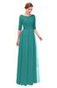 ColsBM Lola Emerald Green Bridesmaid Dresses Zip up Boat A-line Half Length Sleeve Modest Lace
