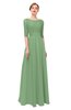 ColsBM Lola Fair Green Bridesmaid Dresses Zip up Boat A-line Half Length Sleeve Modest Lace