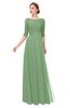 ColsBM Lola Fair Green Bridesmaid Dresses Zip up Boat A-line Half Length Sleeve Modest Lace