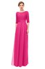 ColsBM Lola Fandango Pink Bridesmaid Dresses Zip up Boat A-line Half Length Sleeve Modest Lace