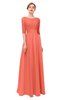 ColsBM Lola Fusion Coral Bridesmaid Dresses Zip up Boat A-line Half Length Sleeve Modest Lace