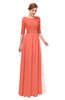 ColsBM Lola Fusion Coral Bridesmaid Dresses Zip up Boat A-line Half Length Sleeve Modest Lace