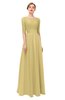 ColsBM Lola Gold Bridesmaid Dresses Zip up Boat A-line Half Length Sleeve Modest Lace