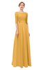 ColsBM Lola Golden Cream Bridesmaid Dresses Zip up Boat A-line Half Length Sleeve Modest Lace