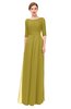 ColsBM Lola Golden Olive Bridesmaid Dresses Zip up Boat A-line Half Length Sleeve Modest Lace