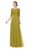 ColsBM Lola Golden Olive Bridesmaid Dresses Zip up Boat A-line Half Length Sleeve Modest Lace