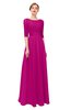ColsBM Lola Hot Pink Bridesmaid Dresses Zip up Boat A-line Half Length Sleeve Modest Lace