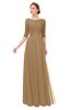 ColsBM Lola Indian Tan Bridesmaid Dresses Zip up Boat A-line Half Length Sleeve Modest Lace