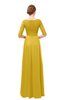 ColsBM Lola Lemon Curry Bridesmaid Dresses Zip up Boat A-line Half Length Sleeve Modest Lace
