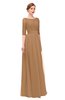 ColsBM Lola Light Brown Bridesmaid Dresses Zip up Boat A-line Half Length Sleeve Modest Lace