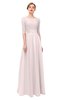 ColsBM Lola Light Pink Bridesmaid Dresses Zip up Boat A-line Half Length Sleeve Modest Lace