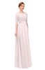 ColsBM Lola Light Pink Bridesmaid Dresses Zip up Boat A-line Half Length Sleeve Modest Lace