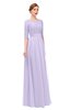 ColsBM Lola Light Purple Bridesmaid Dresses Zip up Boat A-line Half Length Sleeve Modest Lace