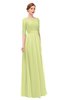 ColsBM Lola Lime Green Bridesmaid Dresses Zip up Boat A-line Half Length Sleeve Modest Lace