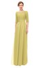 ColsBM Lola Misted Yellow Bridesmaid Dresses Zip up Boat A-line Half Length Sleeve Modest Lace