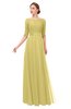 ColsBM Lola Misted Yellow Bridesmaid Dresses Zip up Boat A-line Half Length Sleeve Modest Lace