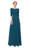 ColsBM Lola Moroccan Blue Bridesmaid Dresses Zip up Boat A-line Half Length Sleeve Modest Lace