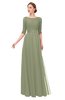 ColsBM Lola Moss Green Bridesmaid Dresses Zip up Boat A-line Half Length Sleeve Modest Lace