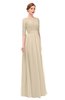 ColsBM Lola Novelle Peach Bridesmaid Dresses Zip up Boat A-line Half Length Sleeve Modest Lace