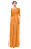 ColsBM Lola Orange Bridesmaid Dresses Zip up Boat A-line Half Length Sleeve Modest Lace