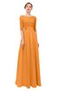 ColsBM Lola Orange Bridesmaid Dresses Zip up Boat A-line Half Length Sleeve Modest Lace