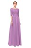 ColsBM Lola Orchid Bridesmaid Dresses Zip up Boat A-line Half Length Sleeve Modest Lace