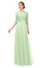 ColsBM Lola Pale Green Bridesmaid Dresses Zip up Boat A-line Half Length Sleeve Modest Lace