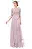 ColsBM Lola Pale Lilac Bridesmaid Dresses Zip up Boat A-line Half Length Sleeve Modest Lace