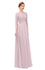 ColsBM Lola Pale Lilac Bridesmaid Dresses Zip up Boat A-line Half Length Sleeve Modest Lace